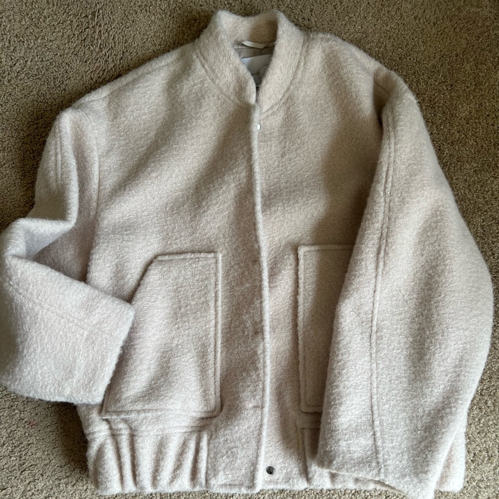 Mango Cream Bomber Jacket